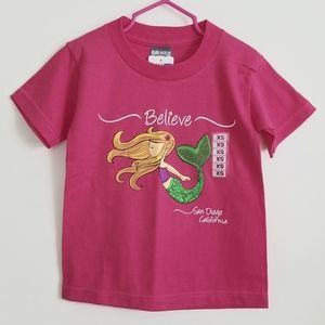 2/$20 Fuchsia Pink Mermaid Shirt San Diego California Print Girls Size 2/4
